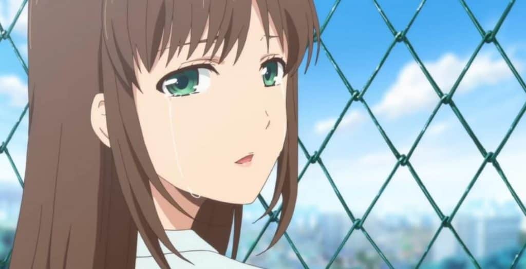 Hina sensei chorando na grade na escola de Domestic na Kanojo
