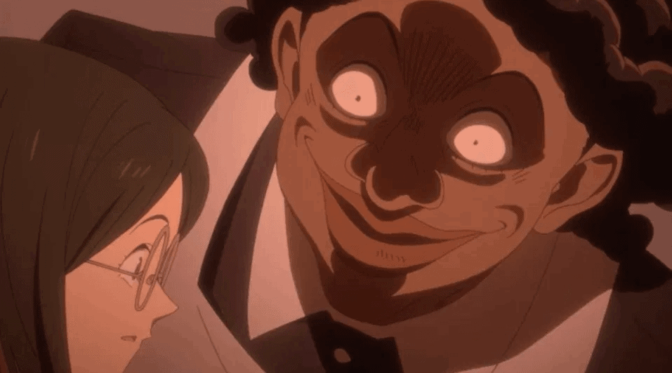 Krone sendo bizarra no anime de Yakusoku no Neverland