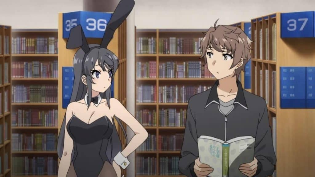 Sakuta e Mai, na biblioteca