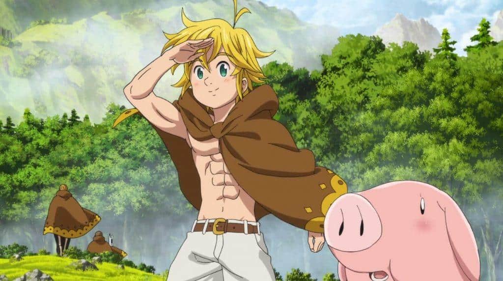 Meliodas e Hawk, no filme de Nanatsu