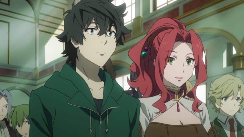 Naofumi e Myne no começo do anime de Shield Hero