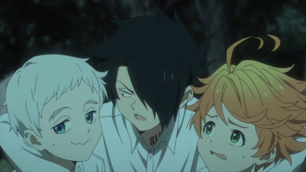 Norman, Ray e Emma em The Promised Neverland