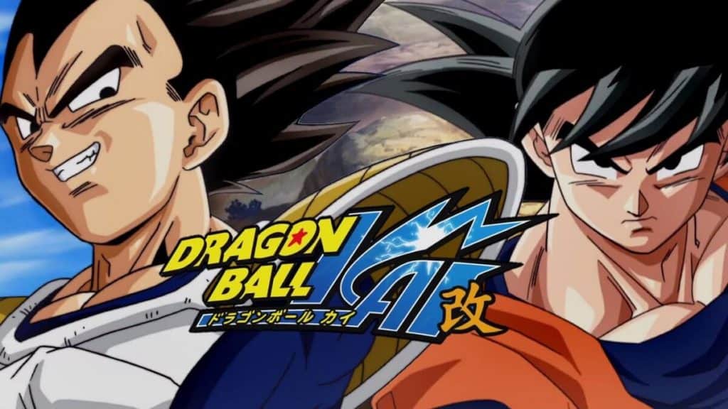 Dragon-Ball-Kai Goku e Vegeta com o titulo da série