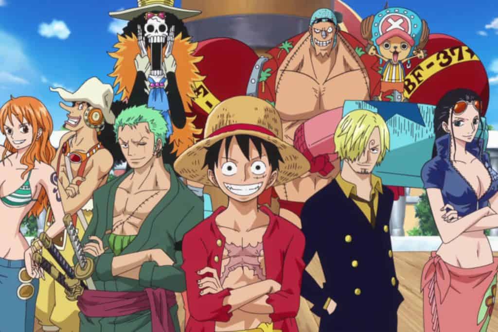 Os Mugiwara, elenco de One Piece, liderados pelo Luffy