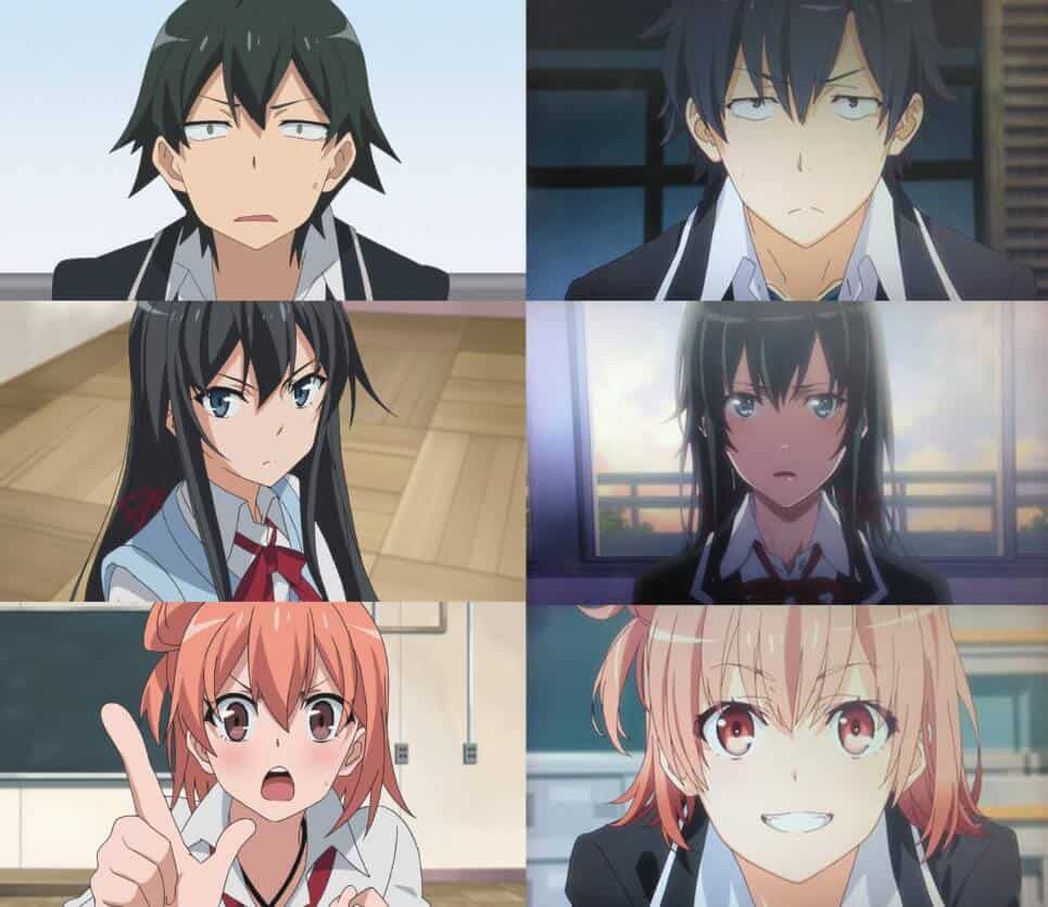 Diferenças entre os personagens na primeira e segunda temporada de oregairu