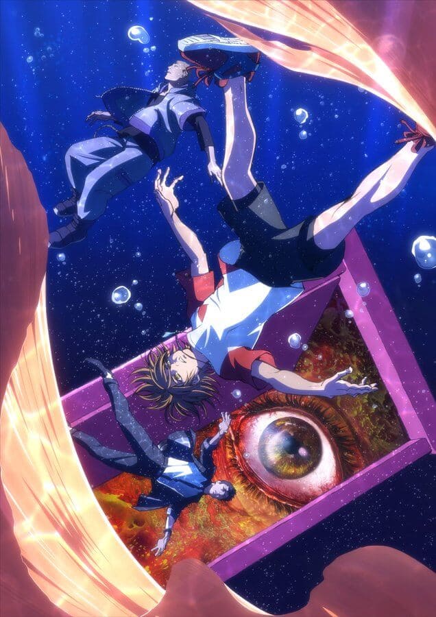 Visual do Anime Pet, protagonista caindo no mar