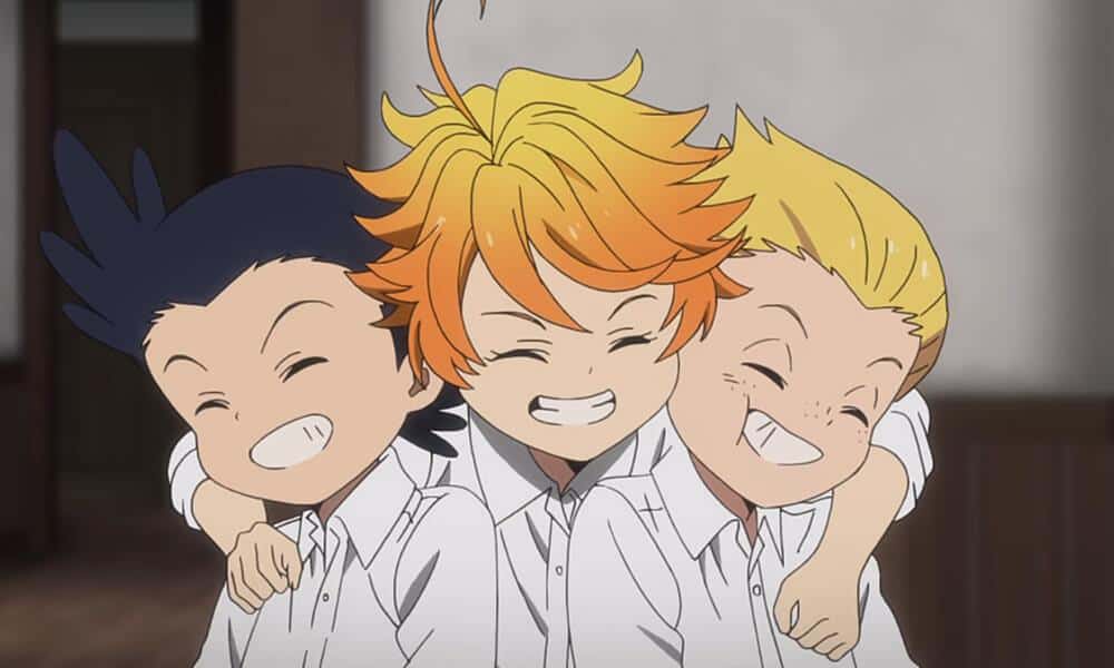 The Promised Neverland Ema e seus irmão adotivos