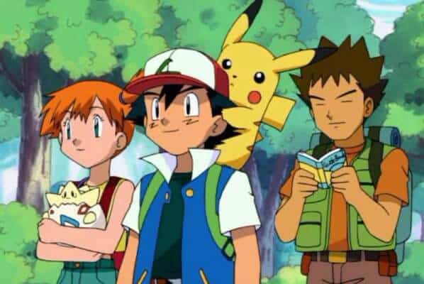 Pokemon Ash Sorrindo com seus amigos e na TV aberta