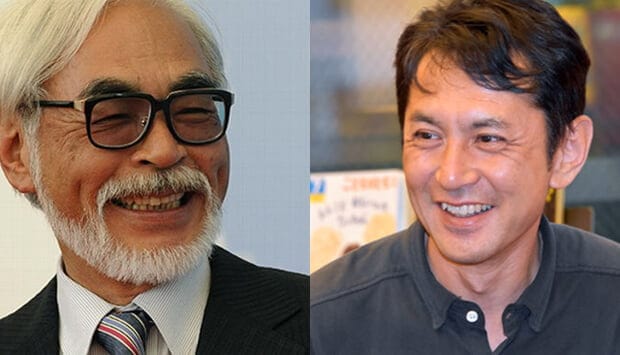 Goro Miyazaki e Hayao Miyazaki pai e filho sorrindo (1)