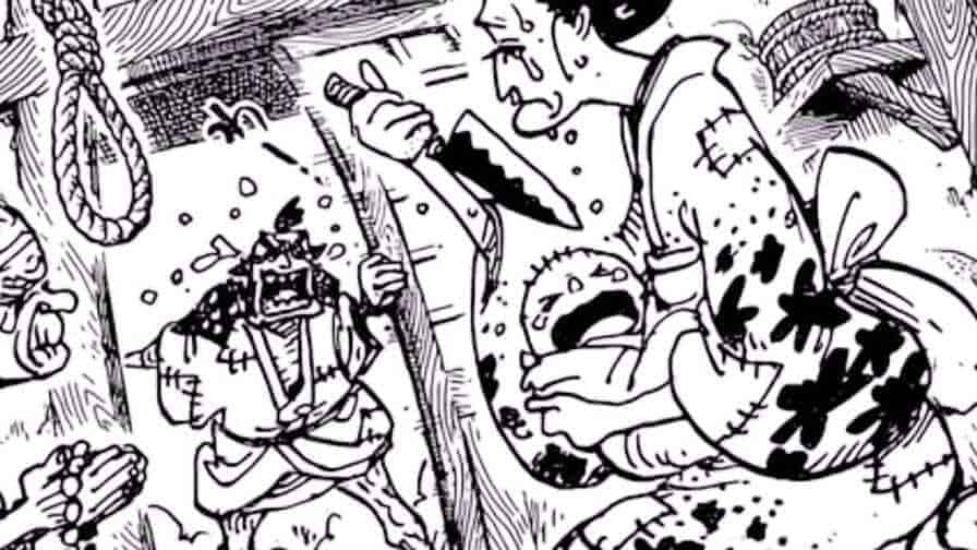 Censura em Wano de One Piece na versão mangá com homem entrando pela porta