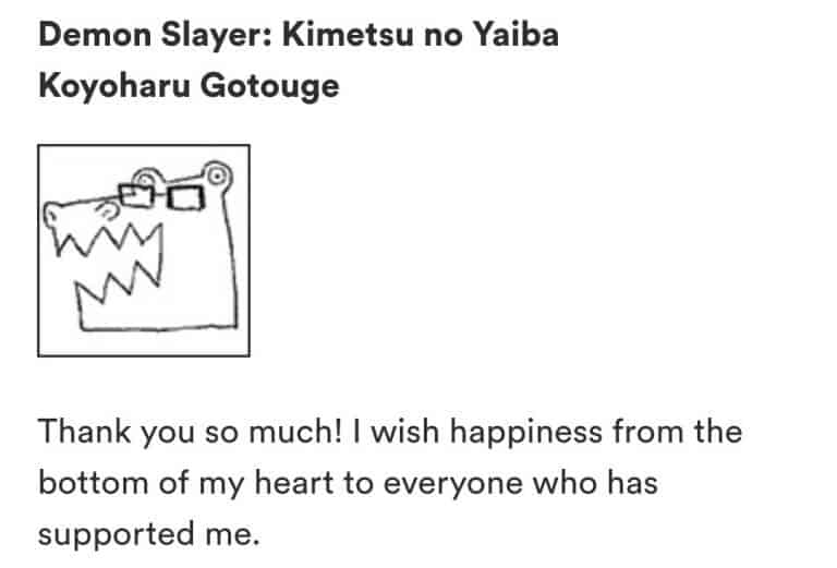 Koyoharu Gotouge mensagem para os fãs sobre Demon Slayer