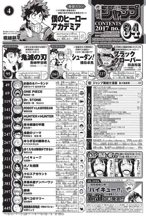 Ranking ToC da Shonen Jump revista de mangás