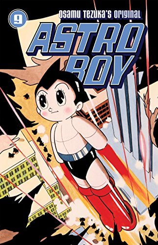 astro boy mangá de tezuka com astro boy voando e colorido