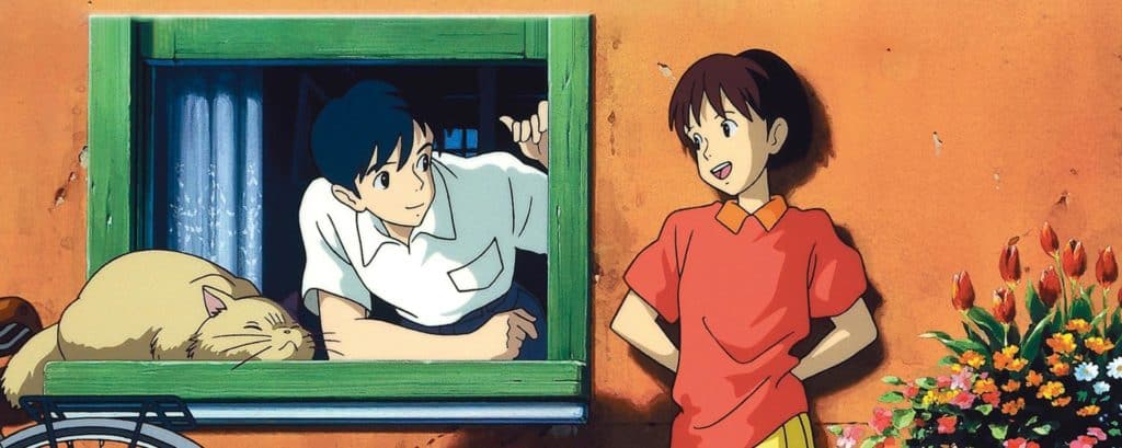 personagens de sussuros do coração studio ghibli na janela