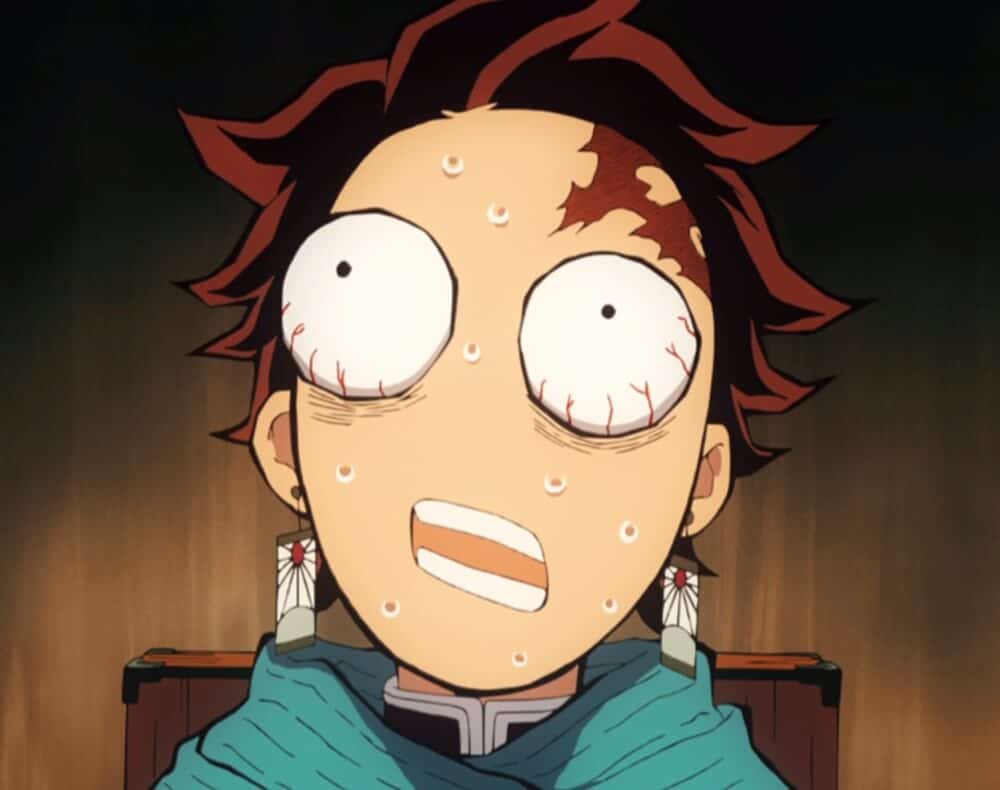 tanjiro com cara engraçada em demon slayer