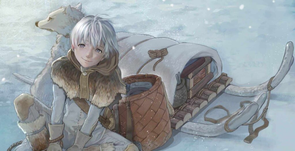 To Your Eternity - O garoto sem nome e seu lobo, sentados na neve