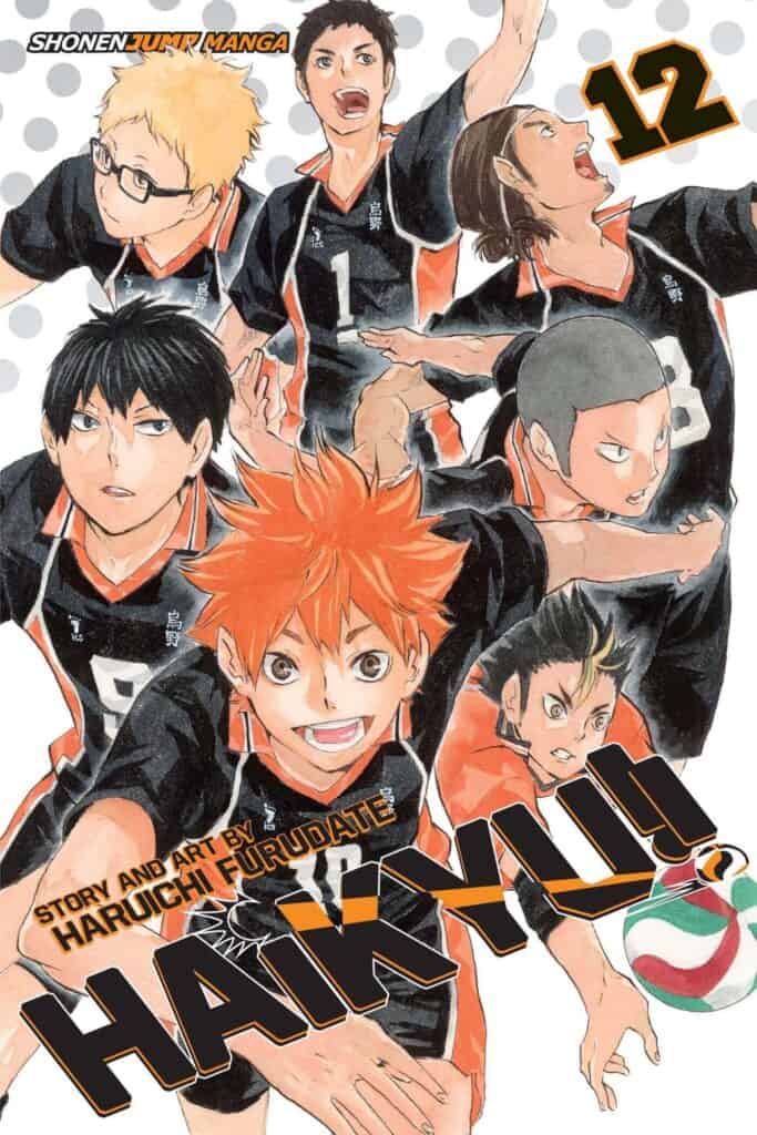 Capa do volume 12 de Haikyuu com os protagonistas reunidos