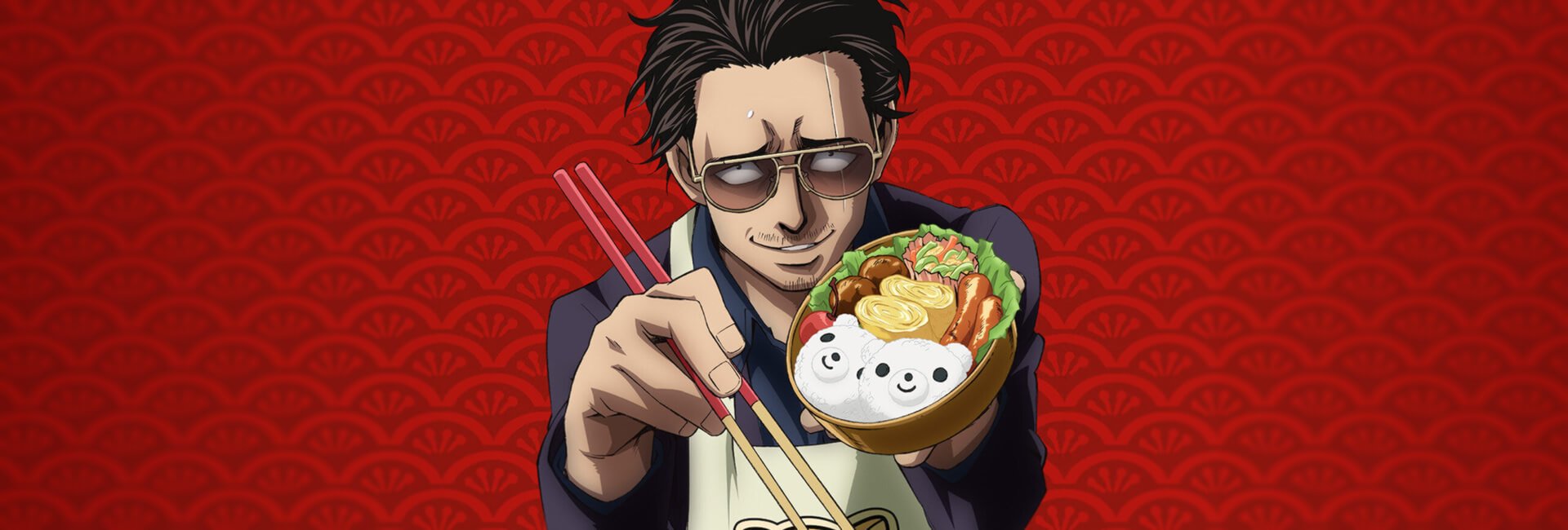 Na imagem Tatsu "o irmotal" está com uma cara amedrontadora segurando um pote com lamem e hashis, o arroz no pote tem um rosto sorrindo. Tatsu veste um óculos escuros, possui uma cicatriz vertical no olho esquerdo e usa um avental