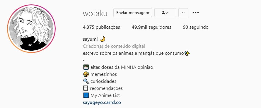 perfil wotaku instagram