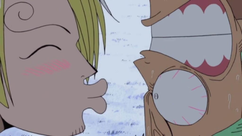 Sanji beijando Zoro no filler de one piece