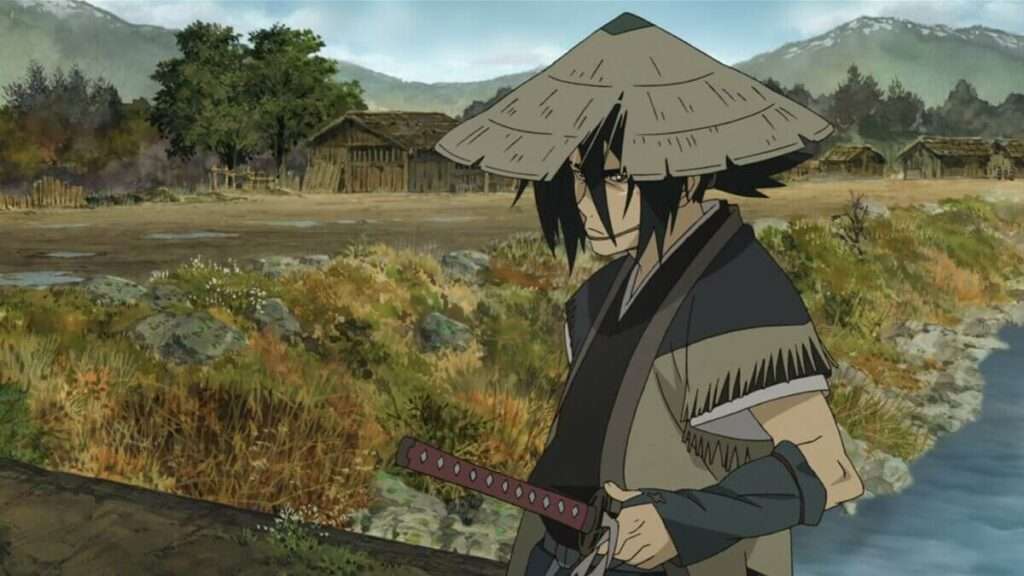 Um samurai ronin pronto para sacar sua espada. um dos animes de samurai