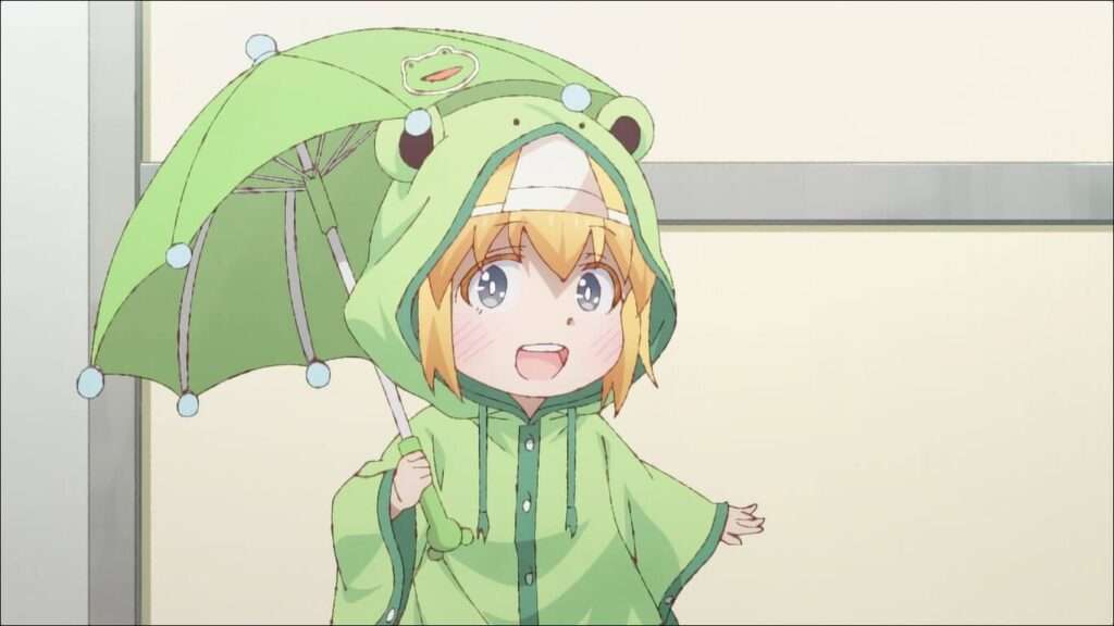 fantasminha vestindo capa de chuva em shachiku-san