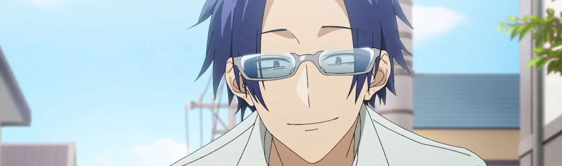 personagem principal de yakuza guiding sorrindo de óculos