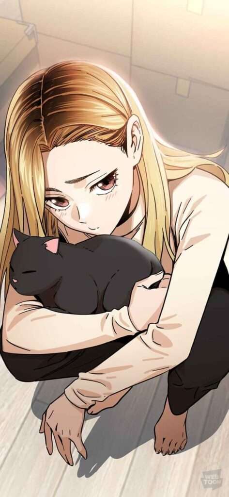 jia abraçada com um gatinho