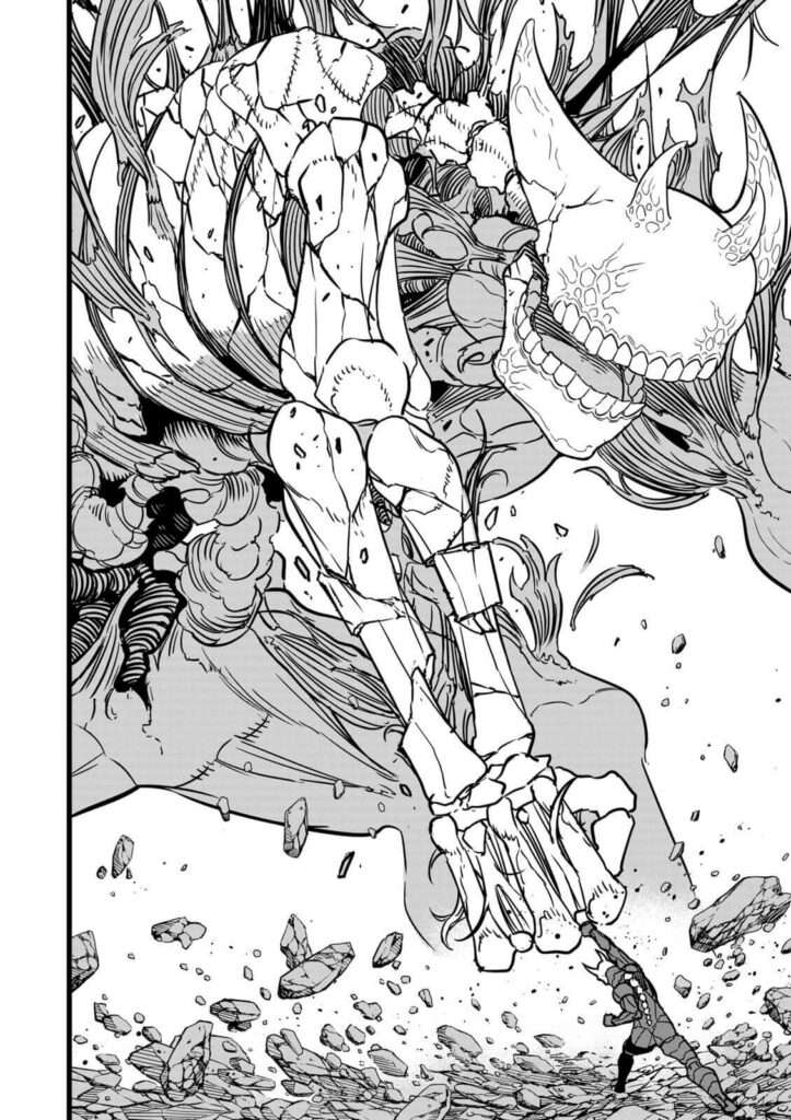 Kaiju No.8 dando um soco e obliterando o inimigo cena 3