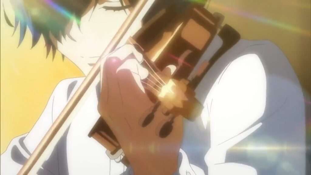 Aono tocando violino