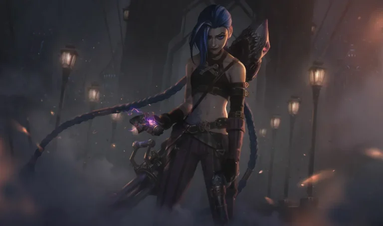 Jinx com a skin Jinx Inimiga de Arcane no League of Legends